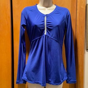 Athleta royal blue long sleeve v-neck shirt XS